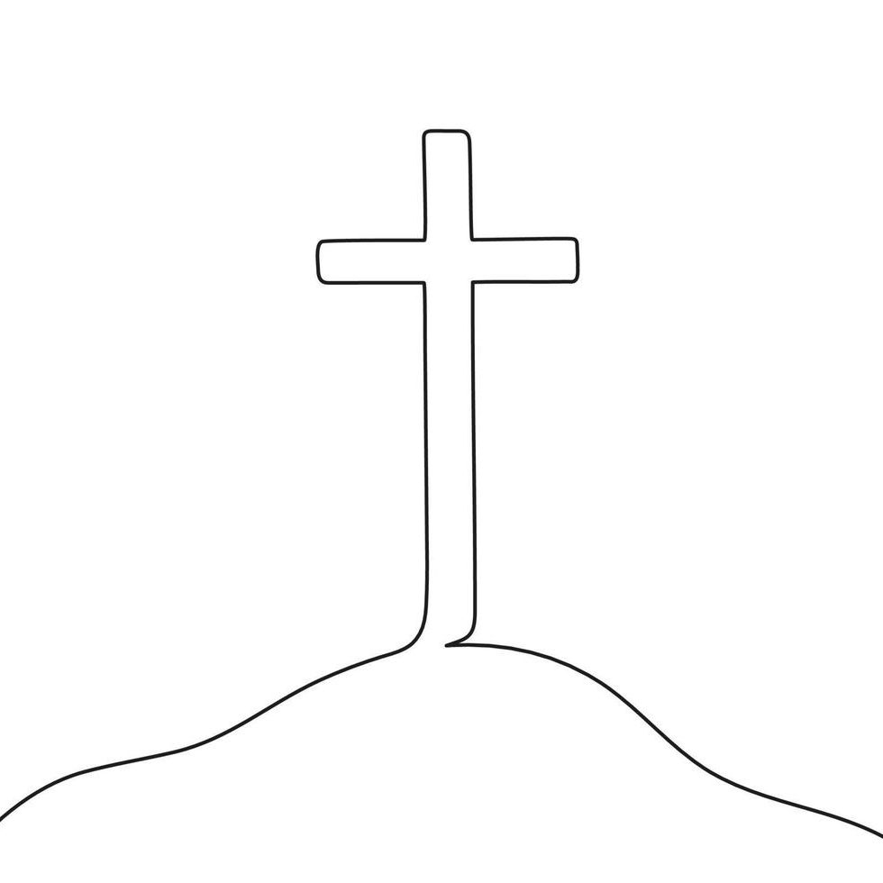 catholic-cross-on-hill-continuous-single-line-drawing-traditional-religion-symbol-church-sign-cross-one-line-art-hand-drawn-illustration-vector